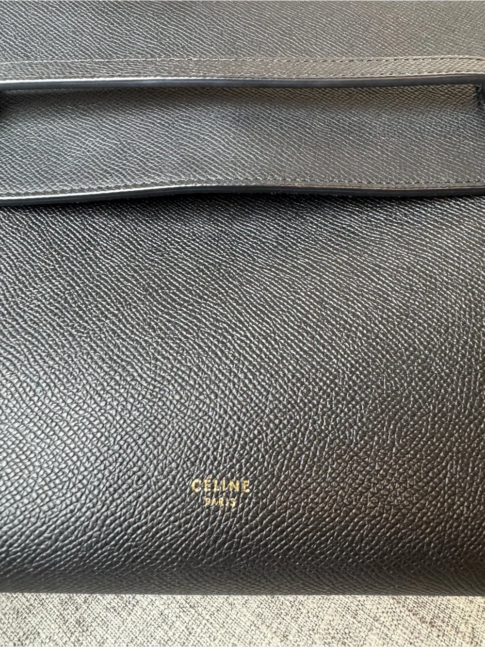 Celine Black Leather Satchel with Top Handle